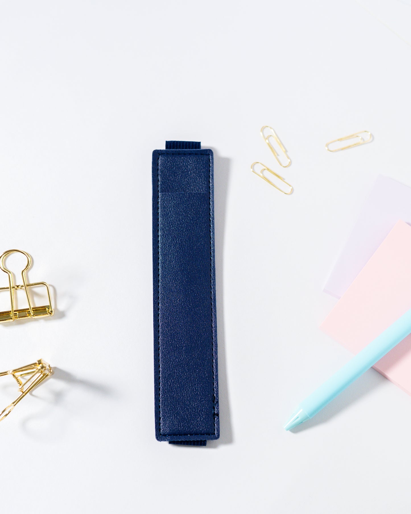 Navy Elastic Pen Holder Bookmark