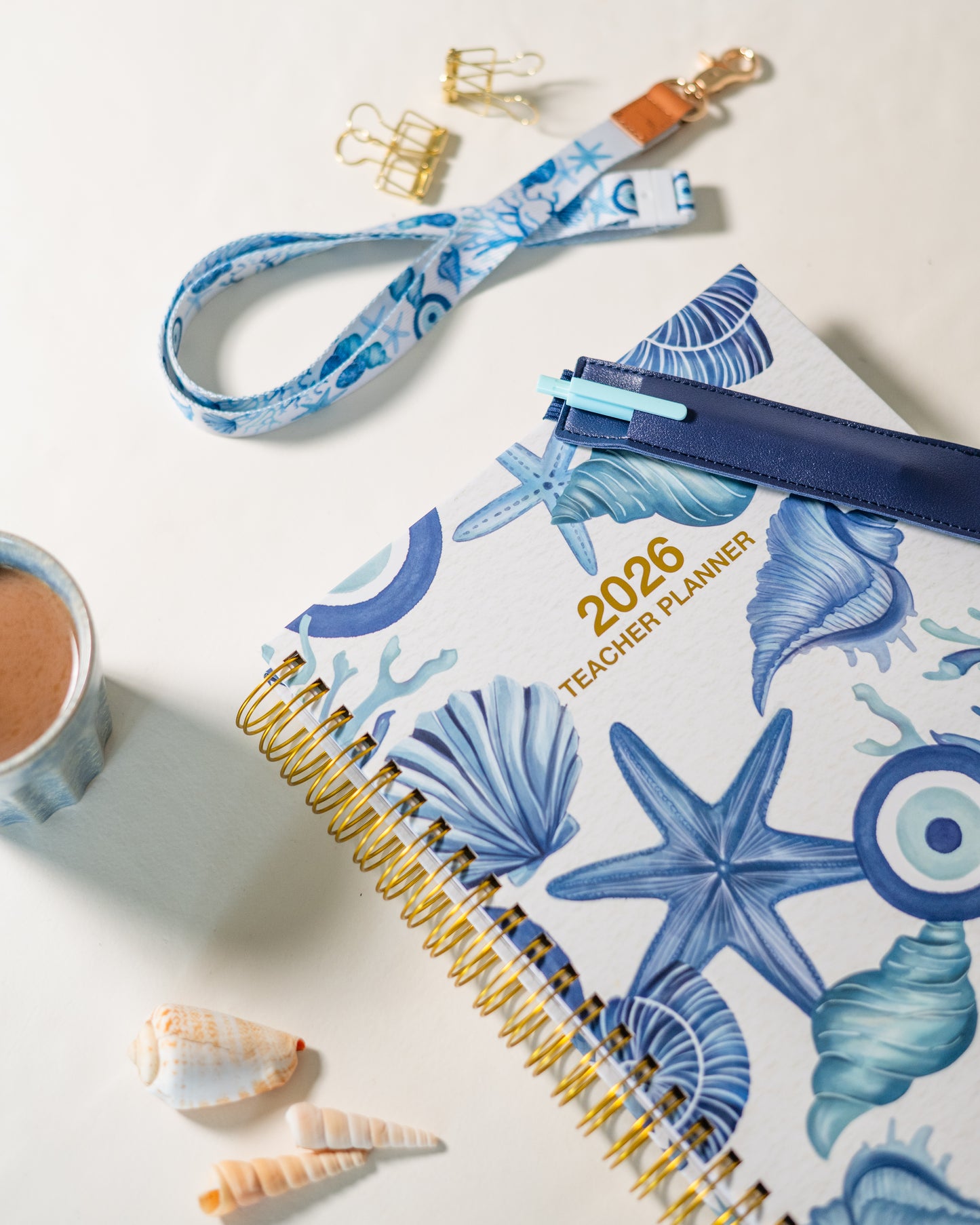 Navy Elastic Pen Holder Bookmark