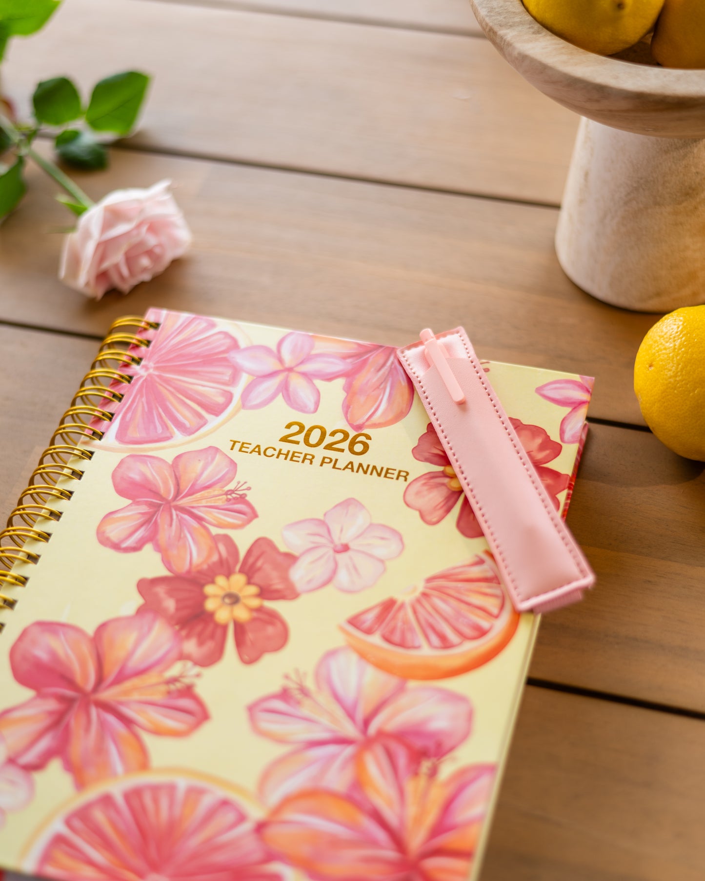 Pink Elastic Pen Holder Bookmark