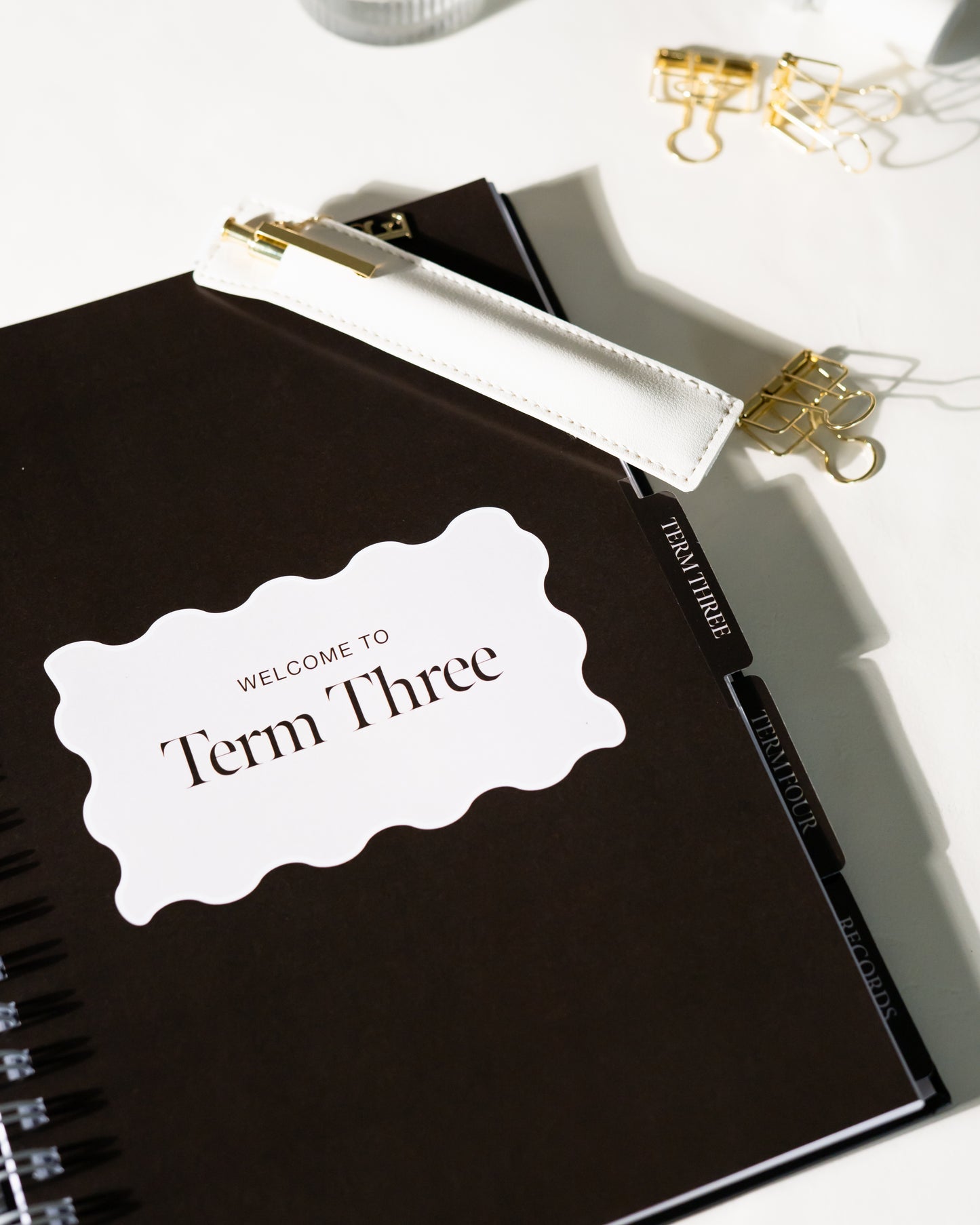 White Elastic Pen Holder Bookmark