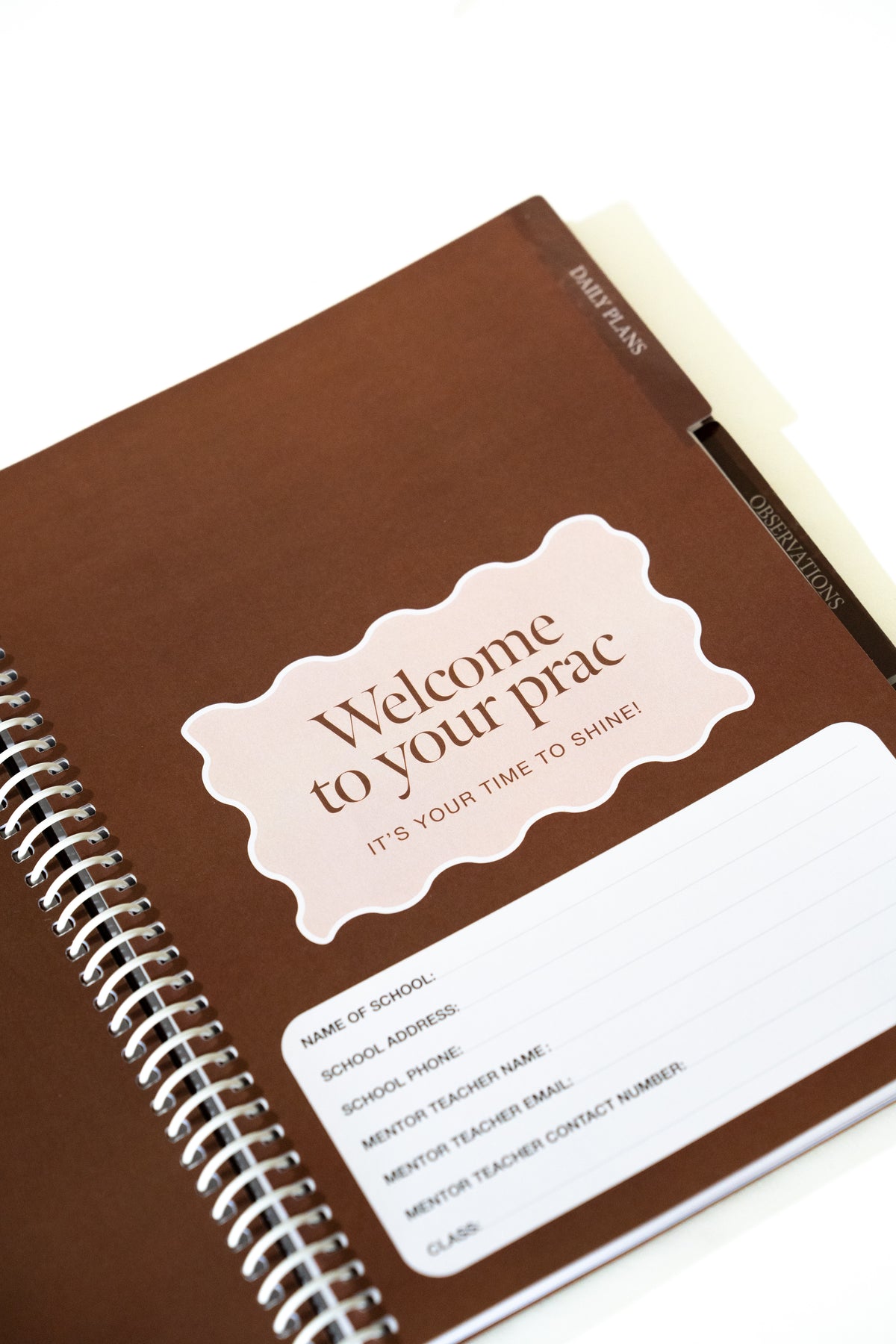 Pre-Order Espresso Single Teacher Prac Planner